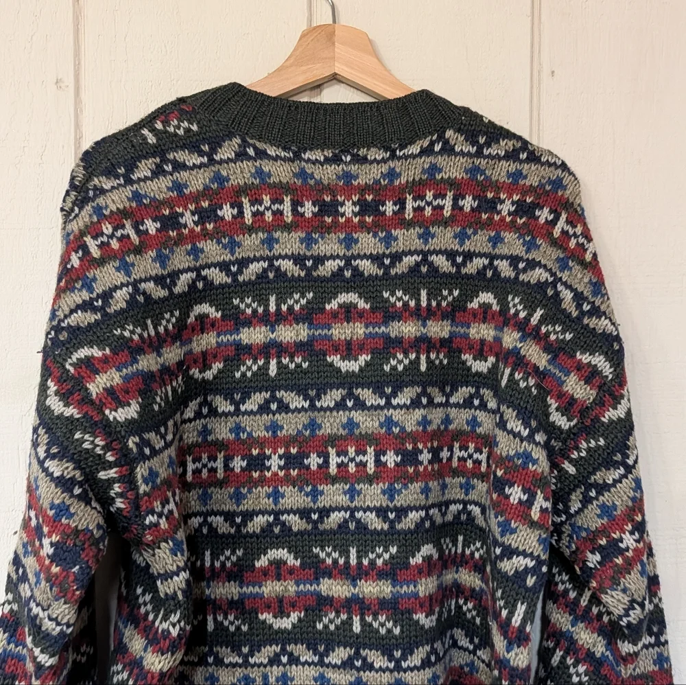 Vintage Abercrombie &Fitch Fair Isle Snowflake Wool Sweater 90s Holiday - Picture 10 of 14